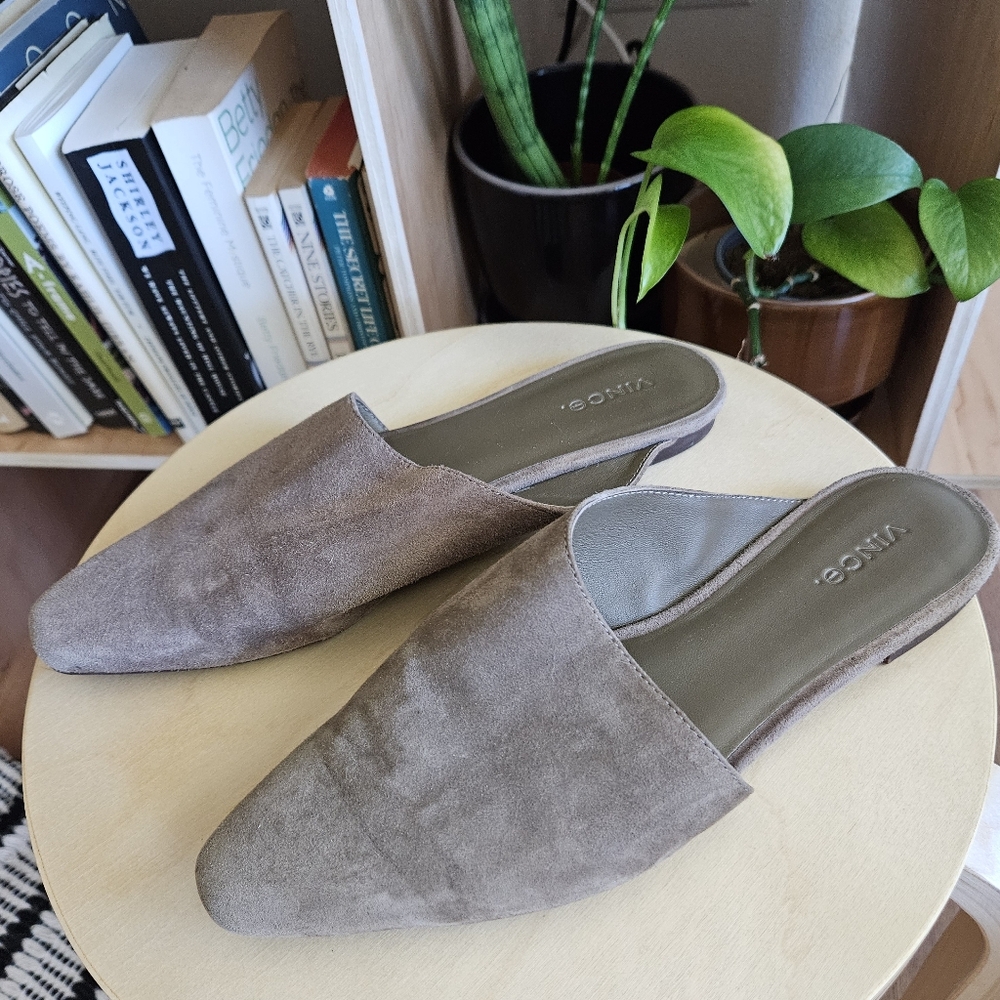 vince gena suede leather nubuck cottage boho slipper flat indie urban slide mule - Picture 2 of 7